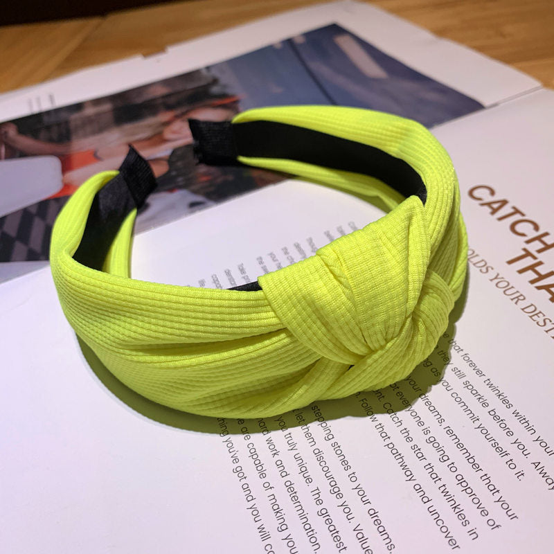 Wholesale Fluorescent Cloth Middle Knot Hairband Solid Color Fabric Headband